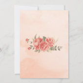 Invitation Mariage Floral Aquarelle Roses Corail Chic Pêche (Dos)