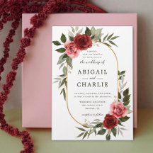 Mariage Floral Aquarelle Rouge et Sauge