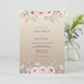 Invitation Mariage Floral Aquarelle Sable Rose (Debout devant)
