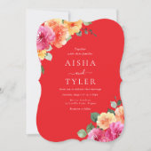 Invitation Mariage Floral Aquarelle Teinte Vibrante (Devant)
