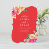 Invitation Mariage Floral Aquarelle Teinte Vibrante (Debout devant)