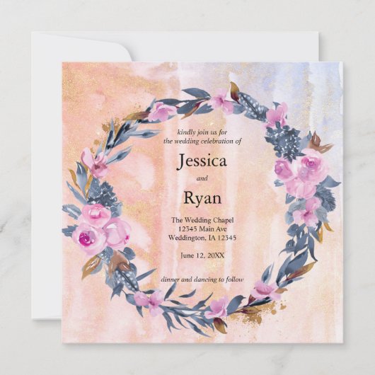 Invitation Mariage Floral Aquarelle Tendance (Devant)