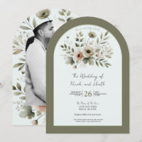 Mariage floral aquarelle vert olive kaki