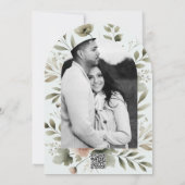 Invitation Mariage floral aquarelle vert olive kaki (Dos)