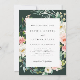 Invitation Mariage floral aquarelle verte délicate de printem