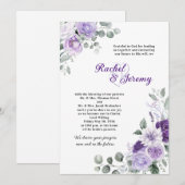 Invitation Mariage floral aquarelle violet élégant (Devant / Derrière)