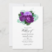 Invitation Mariage Floral Aquarelle Violet et Vert (Devant)