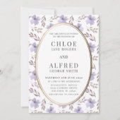 Invitation Mariage Floral Aquarelle Violet Moderne (Devant)