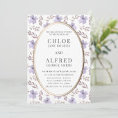Invitation Mariage Floral Aquarelle Violet Moderne (Debout devant)