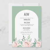 Invitation Mariage Floral Arc Vert Sage (Devant)