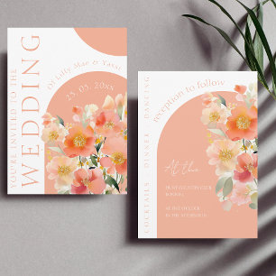 Invitation Mariage Floral Arch Orange Peach moderne