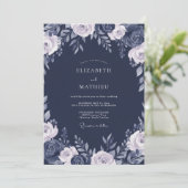 Invitation Mariage Floral Ardoise de Minuit (Debout devant)