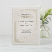 Invitation Mariage Floral Art Déco en Relief (Debout devant)