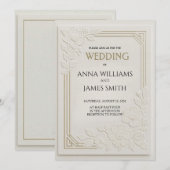 Invitation Mariage Floral Art Déco en Relief (Devant / Derrière)