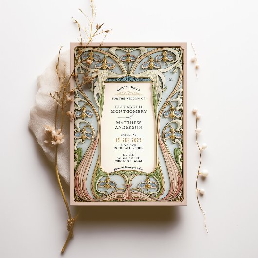Invitation Mariage floral Art nouveau