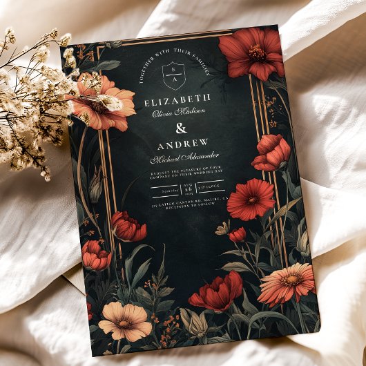 Invitation Mariage floral Art nouveau classique