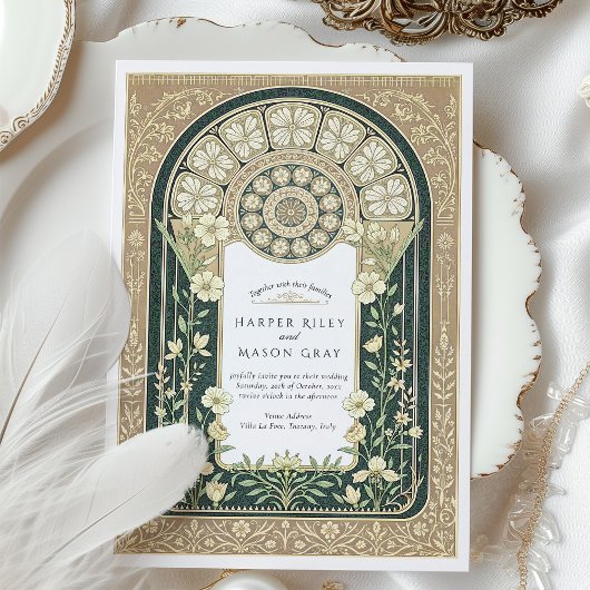 Invitation Mariage Floral Art Nouveau complexe