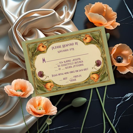 Invitation Mariage floral Art Nouveau RSVP