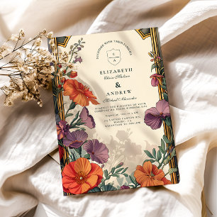 Invitation Mariage floral Art Nouveau Sunset