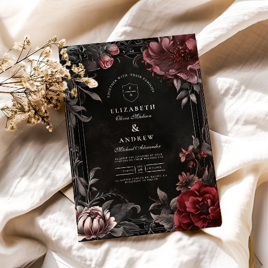 Invitation Mariage floral Art Nouveau victorien