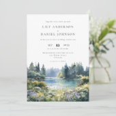 Invitation Mariage Floral au Bord du Lac en Forêt (Debout devant)