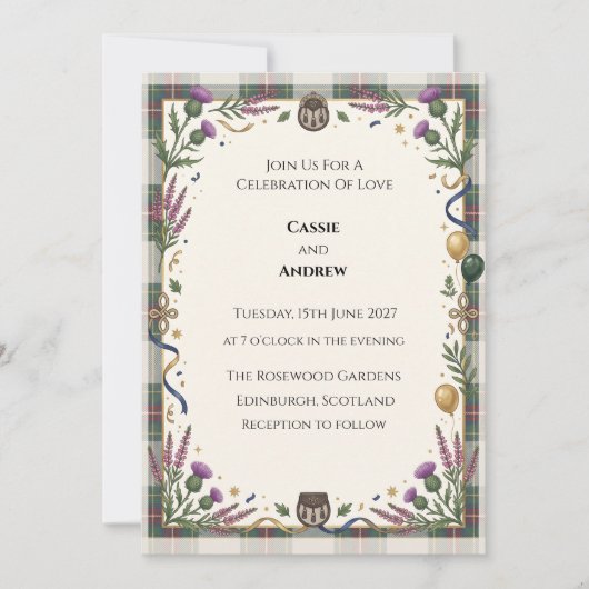 Invitation Mariage Floral au Chardon Violet (Devant)