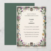 Invitation Mariage Floral au Chardon Violet (Devant / Derrière)