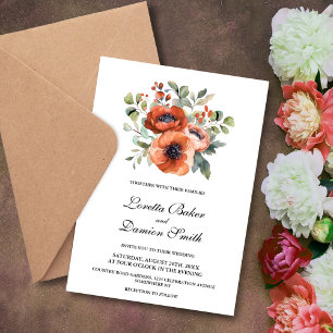 Invitation Mariage Floral au Coquelicot Orange