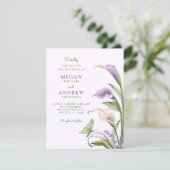 Invitation Mariage floral au lys violet (Debout devant)