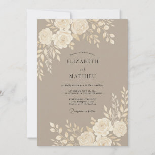 Invitation Mariage Floral au Mocha Poli