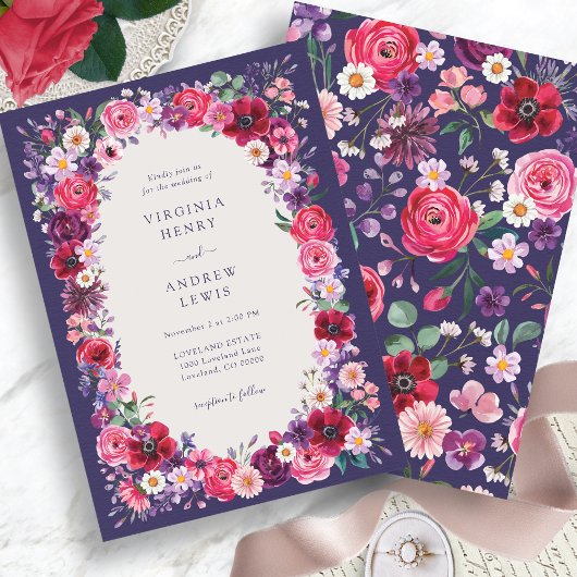 Invitation Mariage Floral Audacieux