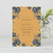 Invitation Mariage Floral Audacieux Ocre (Debout devant)