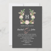 Invitation Mariage Floral Australien Gris Formel (Devant)
