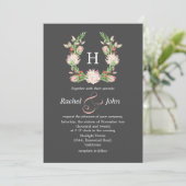 Invitation Mariage Floral Australien Gris Formel (Debout devant)