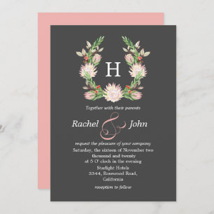 Invitation Mariage Floral Australien Gris Formel
