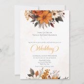 Invitation Mariage Floral Automnal au Coucher du Soleil (Devant)