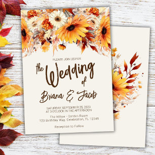 Invitation Mariage Floral Automnal Beige