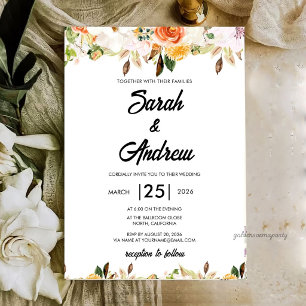 Invitation Mariage Floral Automnal Bohème en Terre Cuite