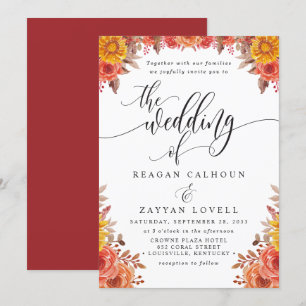Invitation Mariage floral automnal Bourgogne