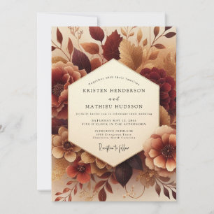 Invitation Mariage Floral Automnal Bourguignon