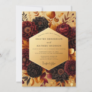 Invitation Mariage Floral Automnal Bourguignon Maussade
