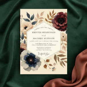 Invitation Mariage Floral Automnal Bourguignon Maussade