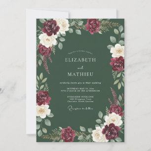 Invitation Mariage Floral Automnal Bourguignon Riche