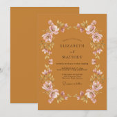 Invitation Mariage Floral Automnal Chaud Ocre (Devant / Derrière)