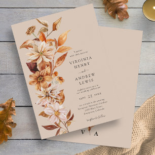 Invitation Mariage Floral Automnal Élégant