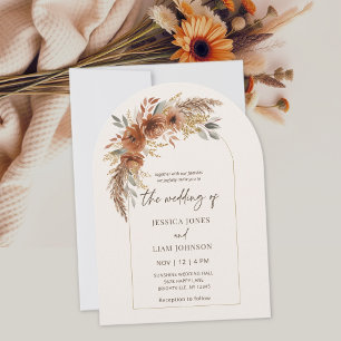 Invitation Mariage Floral Automnal Élégant et Moderne en Terr