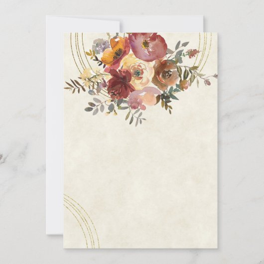 Invitation Mariage floral automnal et or vierge (Devant)