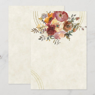 Invitation Mariage floral automnal et or vierge