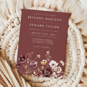 Invitation Mariage Floral Automnal Mauve
