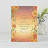 Invitation Mariage Floral Automnal Ocre (Debout devant)
